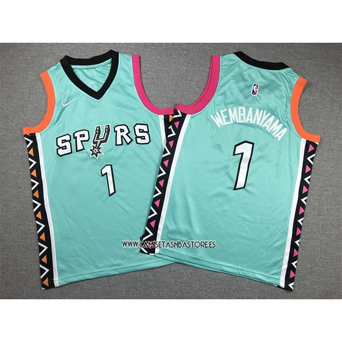 Victor Wembanyama NO 1 Camiseta Nino San Antonio Spurs Ciudad 2022-23 Verde